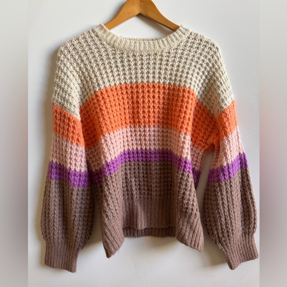 Knit Multicolor Striped Sweater - Picture 1 of 13